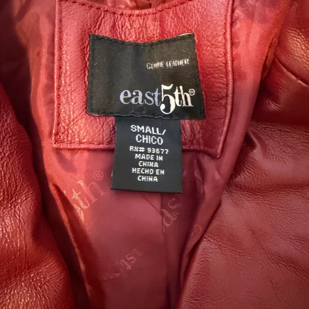 East 5th Genuine Leather Blazer Jacket Burgundy Wine Red Women’s Small - Picture 2 of 6